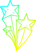 cold gradient line drawing of a cartoon shooting stars png