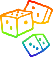 rainbow gradient line drawing of a cartoon dice png