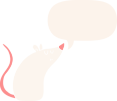 desenho animado branco rato com discurso bolha dentro retro estilo png