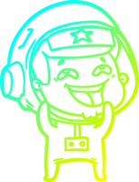 cold gradient line drawing of a cartoon laughing astronaut png