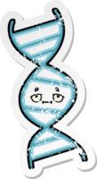 verontruste sticker van een schattige cartoon-dna-streng png