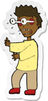 sticker of a cartoon terrified boy png