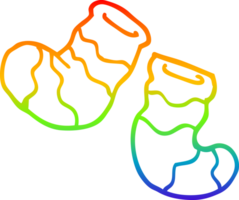 rainbow gradient line drawing of a cartoon socks png