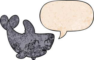 cartoon shark with speech bubble in retro texture style png