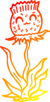 warm gradient line drawing of a cartoon thistle png