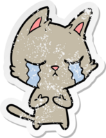 vinheta angustiada de um gato de desenho animado chorando png