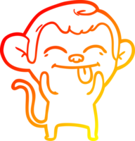 warm gradient line drawing of a funny cartoon monkey png