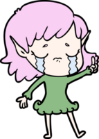 cartoon crying elf girl png