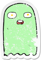 pegatina retro angustiada de un divertido fantasma de dibujos animados png