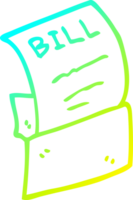 cold gradient line drawing of a cartoon bill in envelope png