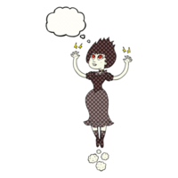 hand drawn thought bubble cartoon vampire girl flying png