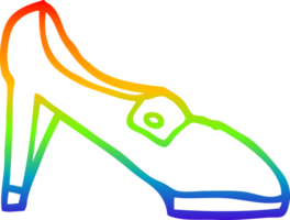 rainbow gradient line drawing of a cartoon shoe png