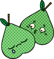 comic book style cartoon of a green pear png