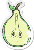 retro distressed sticker of a cartoon pear png