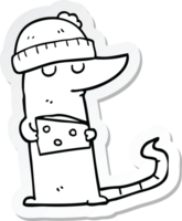 sticker of a cartoon mouse thief with cheese png