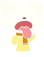 flat color style cartoon dog wearing scarf and pullover png