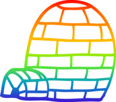 rainbow gradient line drawing of a cartoon igloo png