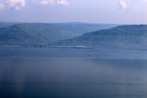 Lake Kinneret. The lake's coastline is the lowest landmass on Earth photo