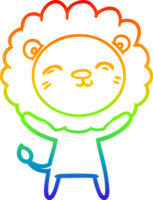 rainbow gradient line drawing of a cartoon lion png