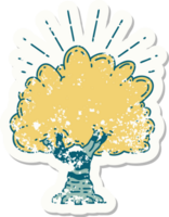 worn old sticker of a tattoo style tree png