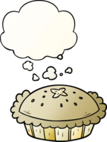 cartoon pie with thought bubble in smooth gradient style png