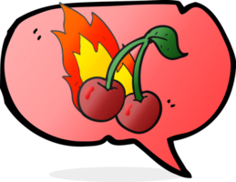 hand drawn speech bubble cartoon flaming cherries png