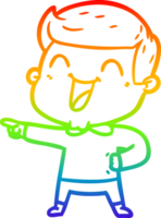 Regenbogen Gradient Linie Zeichnung von ein Karikatur Mann Lachen png