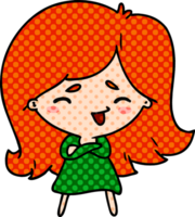 cartoon illustration of a cute kawaii girl png