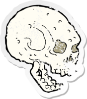 retro distressed sticker of a cartoon spooky skull png