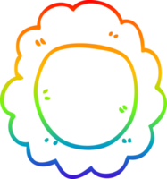 rainbow gradient line drawing of a cartoon flower png