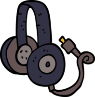 cartoon doodle headphones with wire png