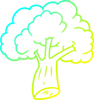 cold gradient line drawing of a cartoon broccoli png