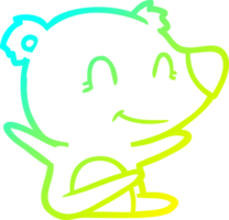 frío degradado línea dibujo de un sonriente oso dibujos animados png