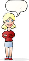 cartoon smug woman with speech bubble png