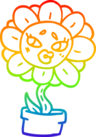 arco iris degradado línea dibujo de un dibujos animados flor maceta png