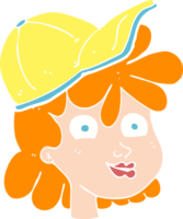 plano color ilustración de hembra cara vistiendo gorra png