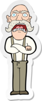 sticker of a cartoon shocked old man png