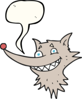 mão desenhado discurso bolha desenho animado sorrindo Lobo face png