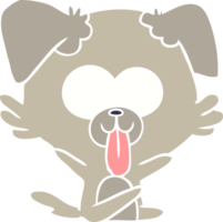 chien de dessin animé de style plat couleur avec la langue qui sort png