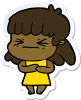 sticker of a cartoon angry girl png