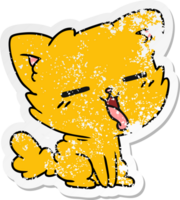 mano dibujado afligido pegatina dibujos animados de linda kawaii gato png