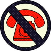 comic book style cartoon of a no phones allowed sign png