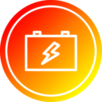 industrial bateria circular ícone com caloroso gradiente terminar png