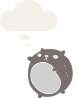 cartoon bear with thought bubble in retro style png