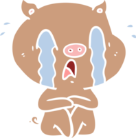 crying pig flat color style cartoon png