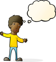 cartoon worried man with thought bubble png