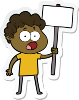 sticker of a cartoon man gasping in surprise png