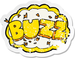 retro distressed sticker of a cartoon buzz symbol png