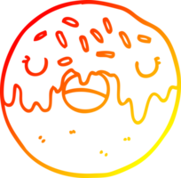 warm gradient line drawing of a cartoon donut png