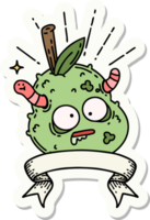 sticker of a tattoo style rotten pear png